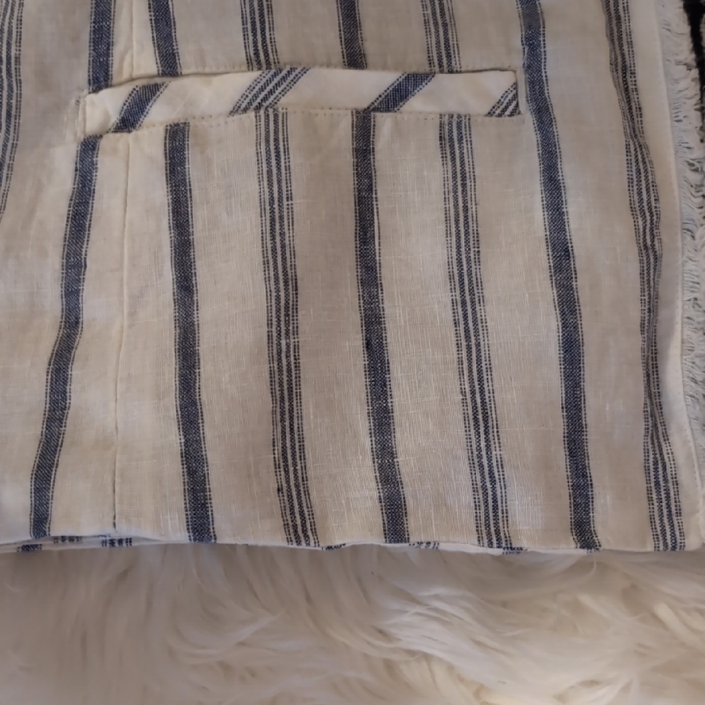Chico's Navy and White Striped Linen Jacket - Picture 5 of 11